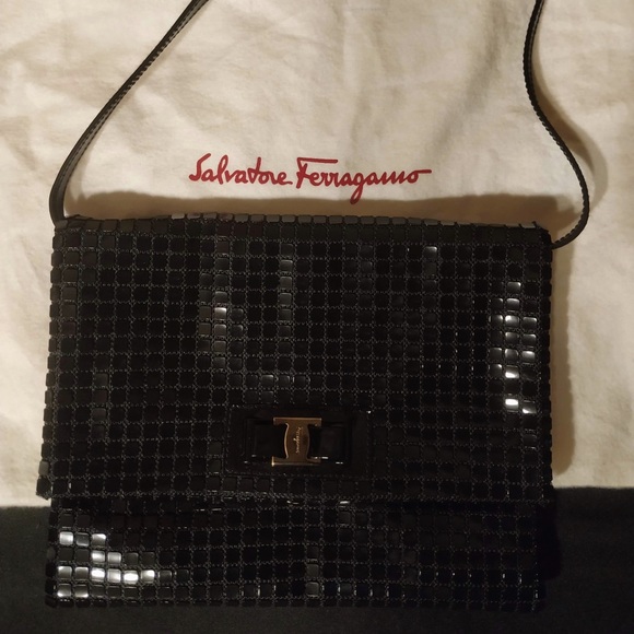 💕✨AUTHENTIC Ferragamo Mini Black Sequin Bag✨💕 - Picture 2 of 16